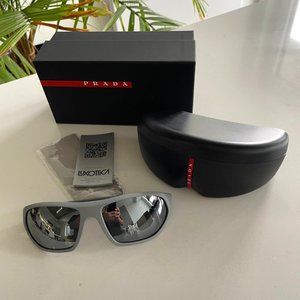 Prada Linea Rossa Wraparound Sunglasses Unisex PS 18US Matte Grey